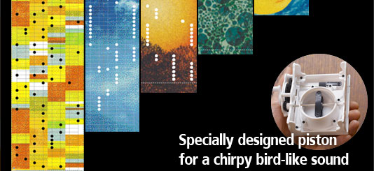 Specially designed piston for a chirpy bird-like sound