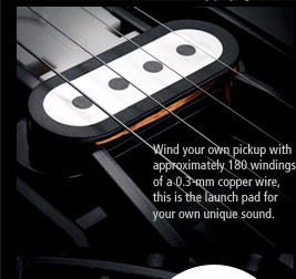 - Wind your own pickup with approximately 180 windings of a 0.3-mm copper wire, this is the launch pad for your own unique sound. 