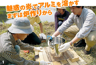 魅惑の炎でアルミを溶かす　まずは炉作りから