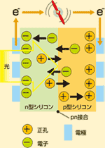 シリコン式太陽電池のしくみ